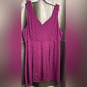 TORRID Burgundy Dot Pleated Skater Dress Size 4